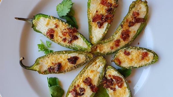 Goat cheese and bacon stuffed jalapeno poppers