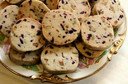 Reduced Sugar Cranberry Pistachio Shortbread