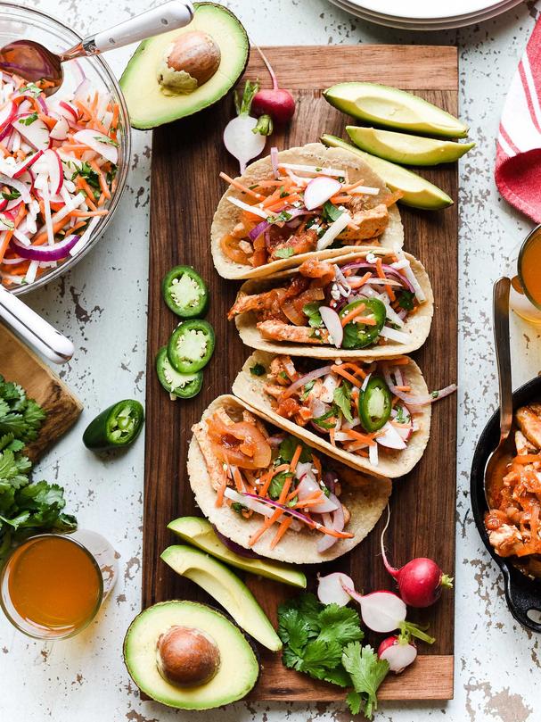 Chipotle Chicken Tacos with Jicama Slaw