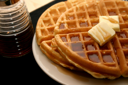 Pumpkin Spice Waffles with Walnuts