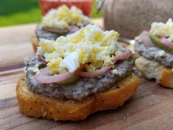 Mushroom pate on crostini