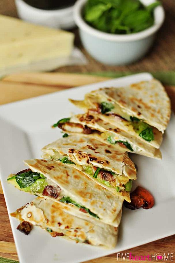 Mushroom avocado quesadilla